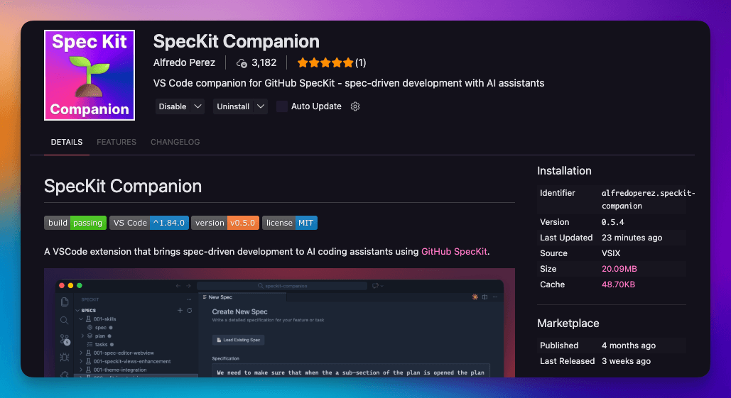 SpecKit Companion extension homepage