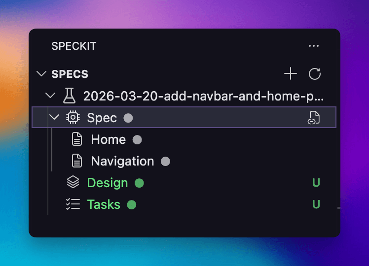 Sidebar showing archived spec still visible