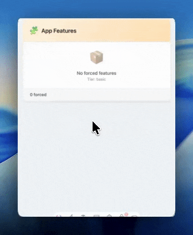 Animation showing the ngx-dev-toolbar appearing at the bottom of the screen when pressing Ctrl+Shift+D, then auto-hiding after a few seconds of inactivity