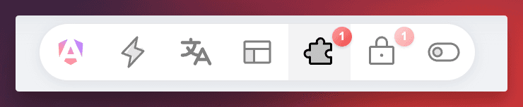 Screenshot of the ngx-dev-toolbar appearing at the bottom of an Angular application, showing the toolbar icons and interface