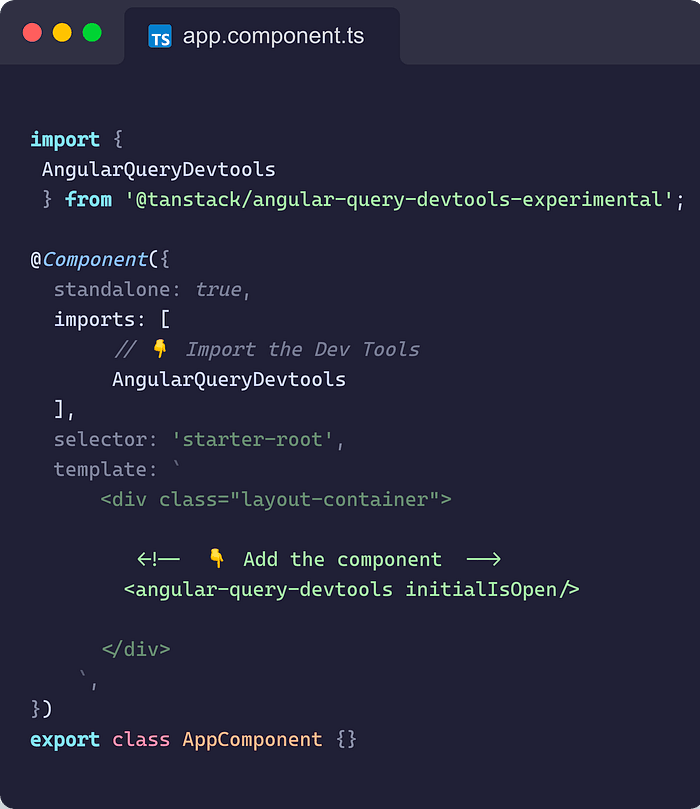 Code snippet showing how to add the Developer tools